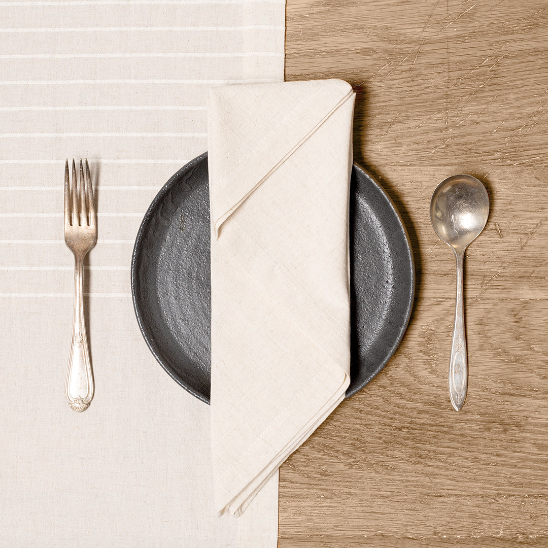 Washed Linen-Cotton set of 4 Napkins- Natural Linen - Knife Shift