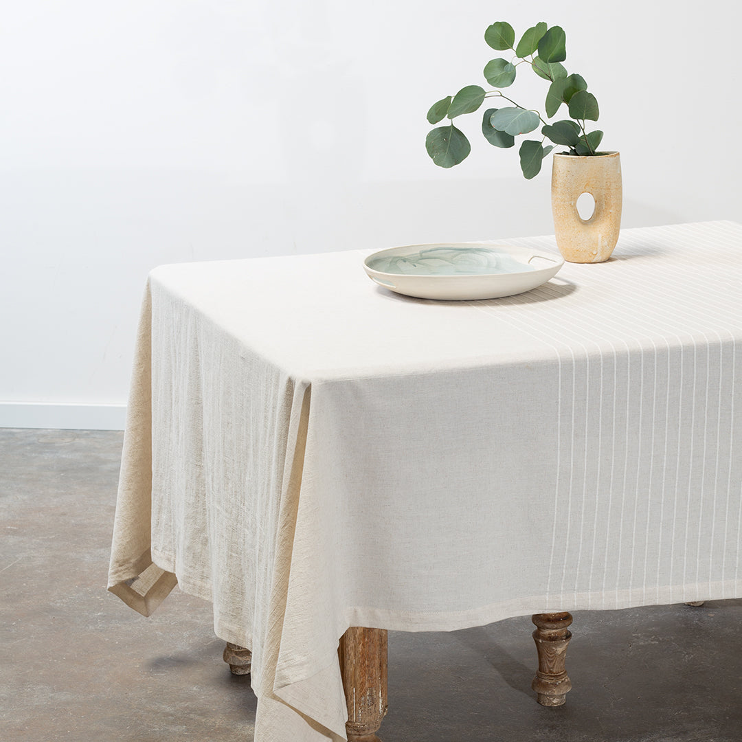 Washed Linen-Cotton Tablecloth- Natural Linen - Knife Shift