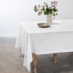 Washed Linen-Cotton Tablecloth- White - Knife Shift