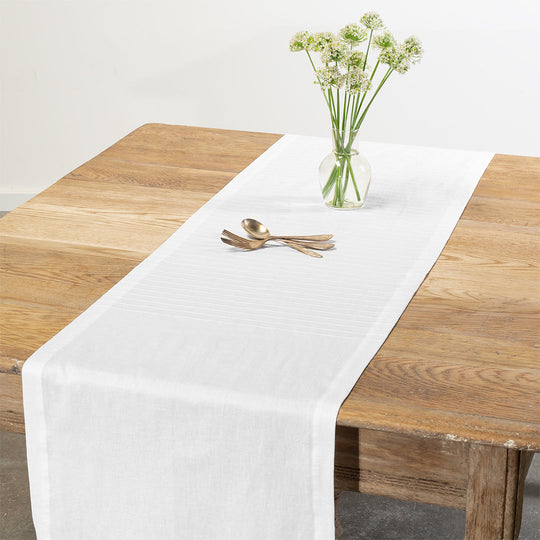 Washed Linen-Cotton Runner- White - Knife Shift