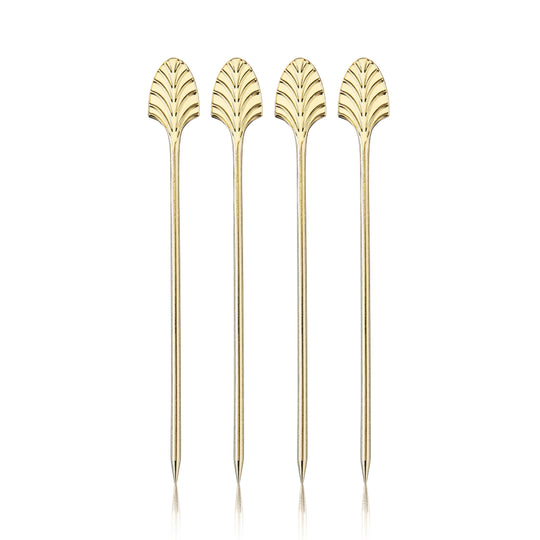 Art Deco Cocktail Picks in Gold Set of 4 - Knife Shift
