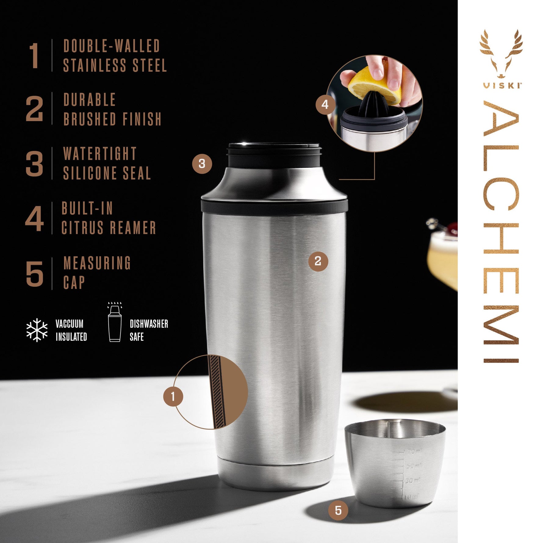 Alchemi Vacuum Insulated Cocktail Shaker - Knife Shift