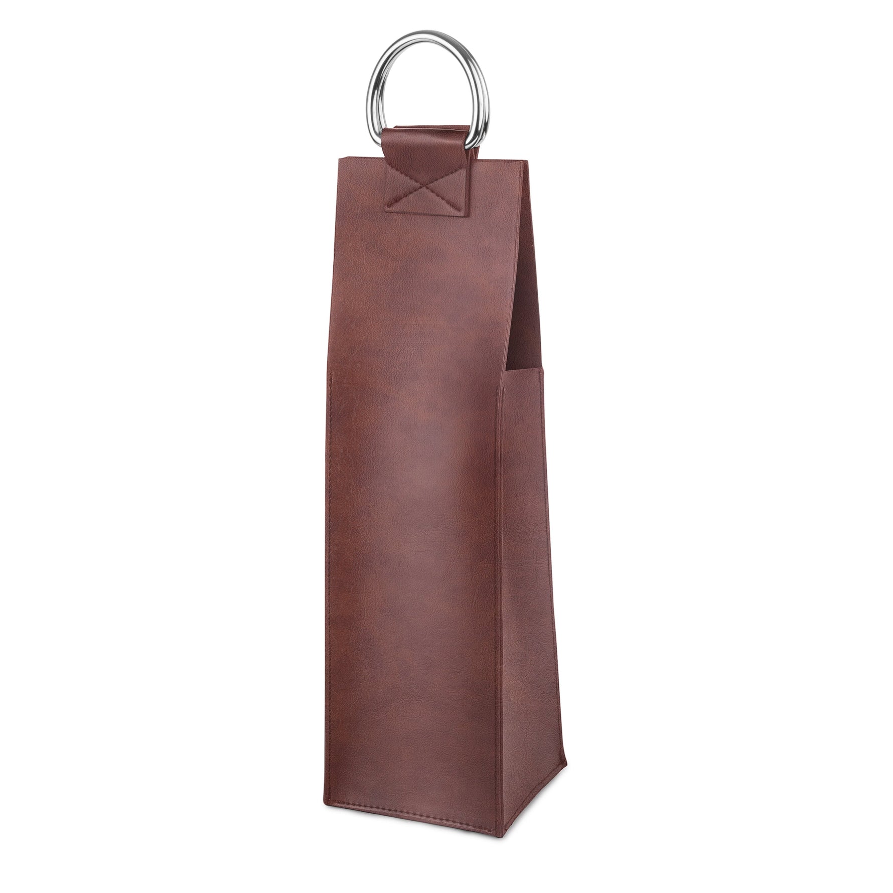 Faux Leather Single-Bottle Wine Tote - Knife Shift
