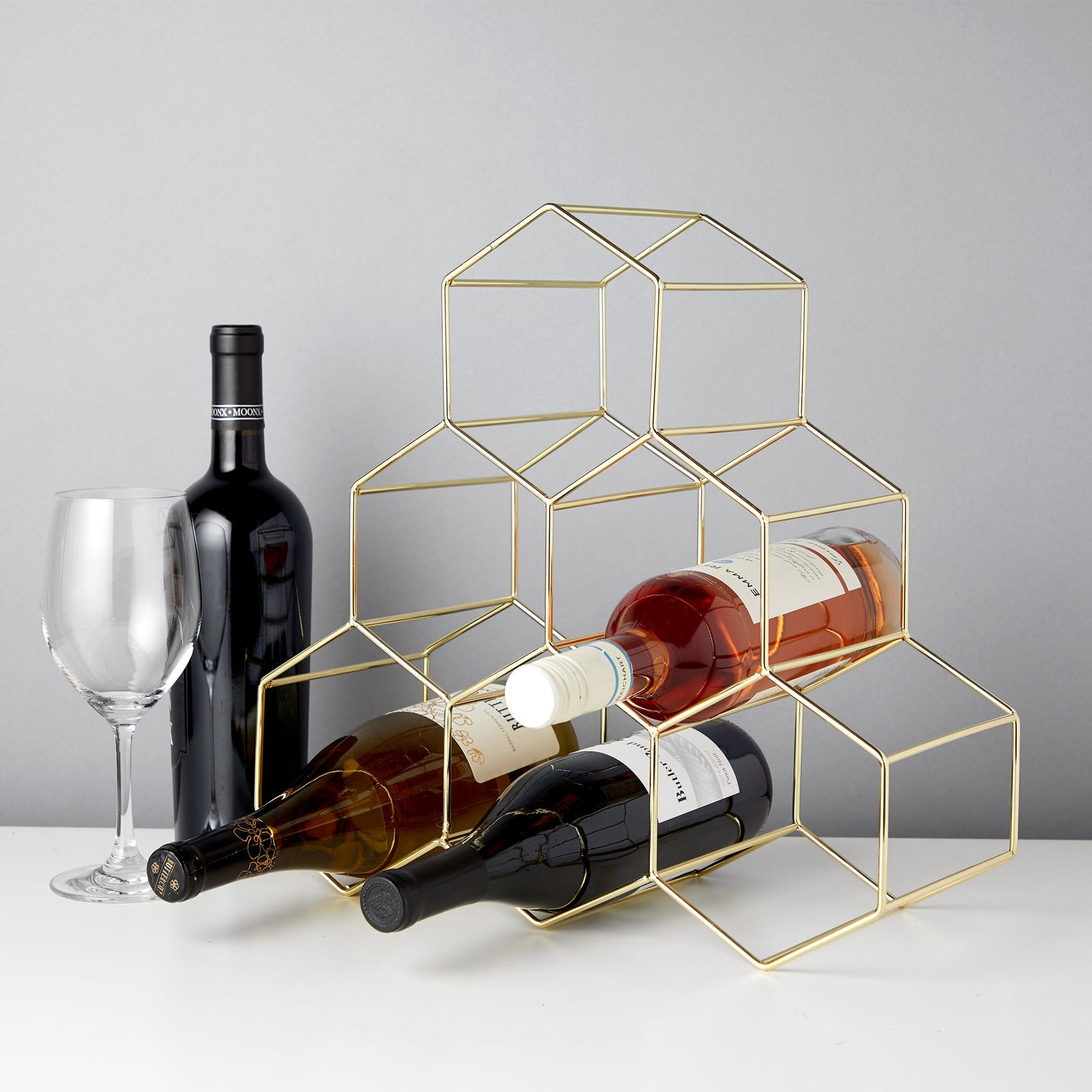 Geo Countertop Wine Rack in Gold - Knife Shift