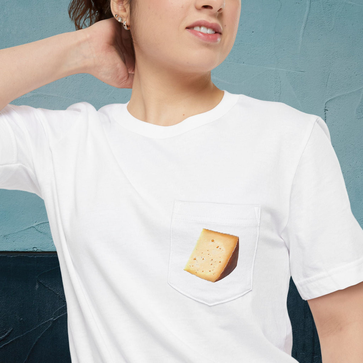 Manchego Cheese Map - Pocket T-shirt-T-Shirt-gift ideas for foodies-Knife Shift