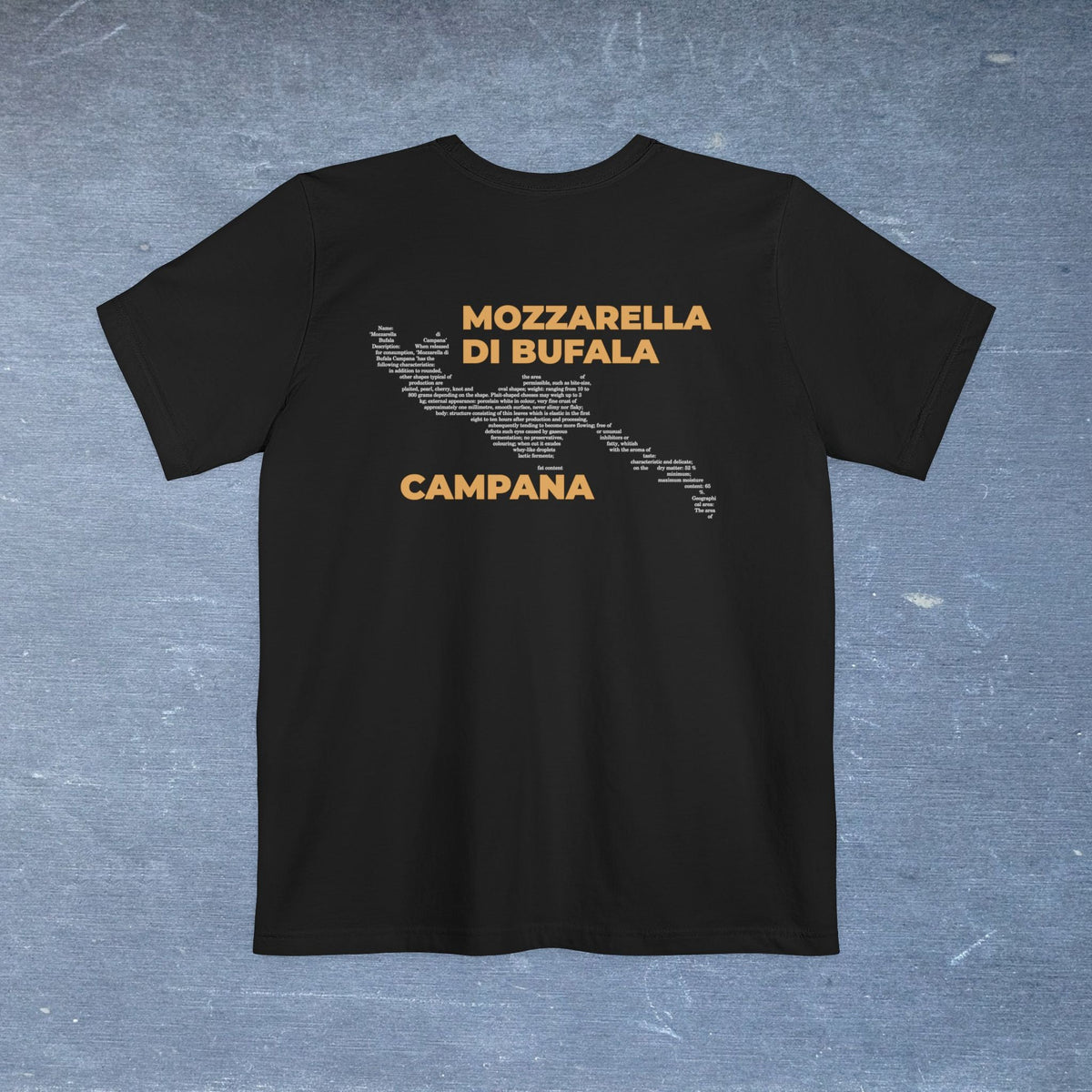 Mozzarella di Bufala Campana Cheese Map - Pocket T-shirt-T-Shirt-gift ideas for foodies-Knife Shift