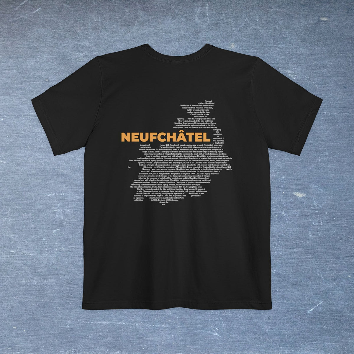 Neufchâtel Cheese Map - Pocket T-shirt-T-Shirt-gift ideas for foodies-Knife Shift