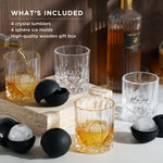 8-Piece Ice Sphere Mold and Crystal Rocks Glass Gift Set - Knife Shift