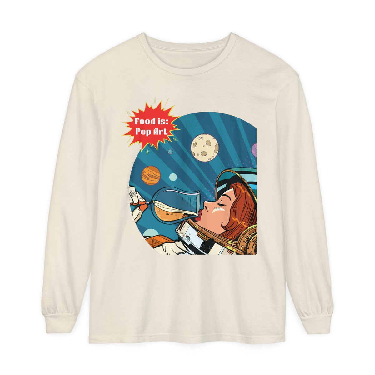 Out of This World Wine - Food Pop Art Long Sleeve Tee-Long-sleeve-gift ideas for foodies-Knife Shift