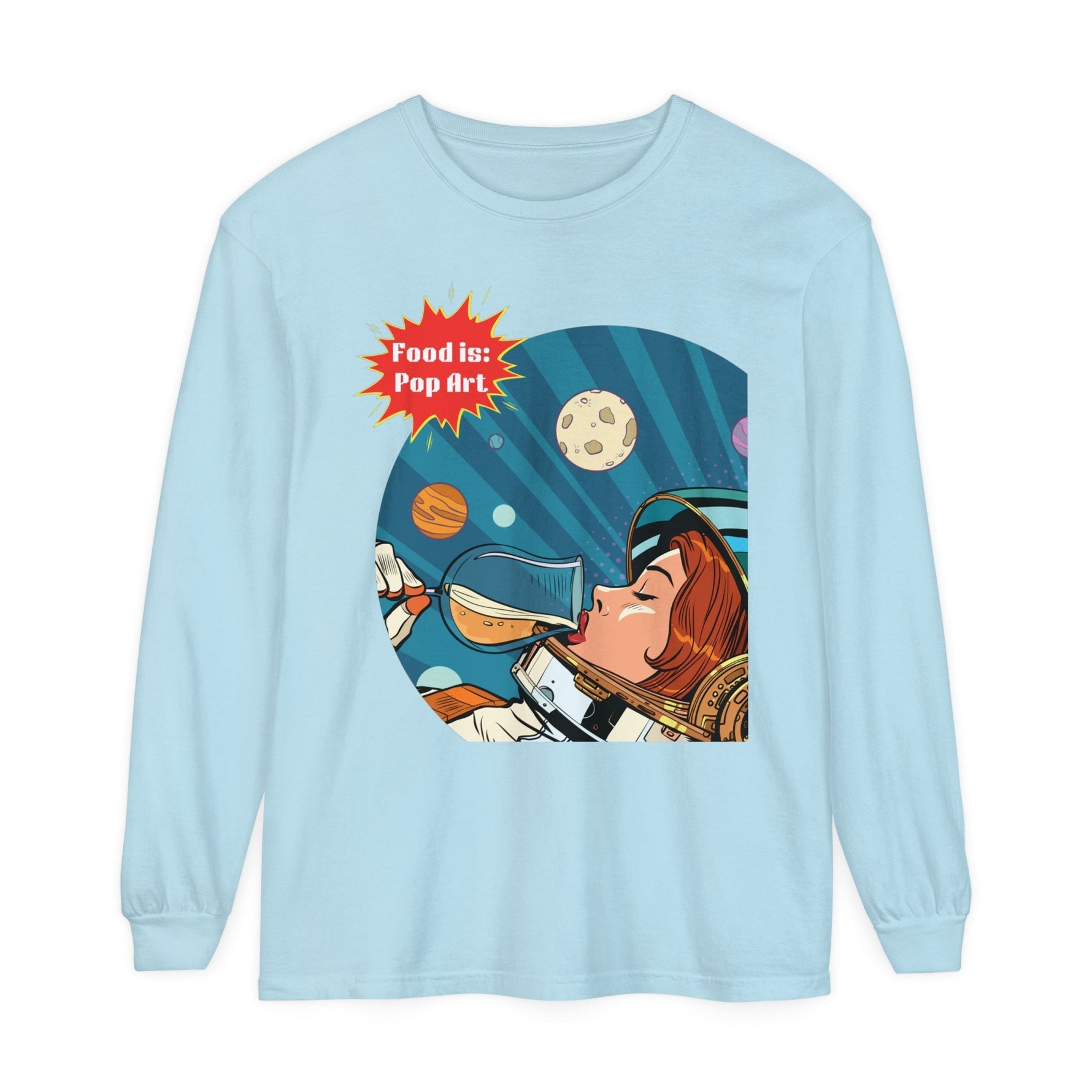 Out of This World Wine - Food Pop Art Long Sleeve Tee-Long-sleeve-gift ideas for foodies-Knife Shift