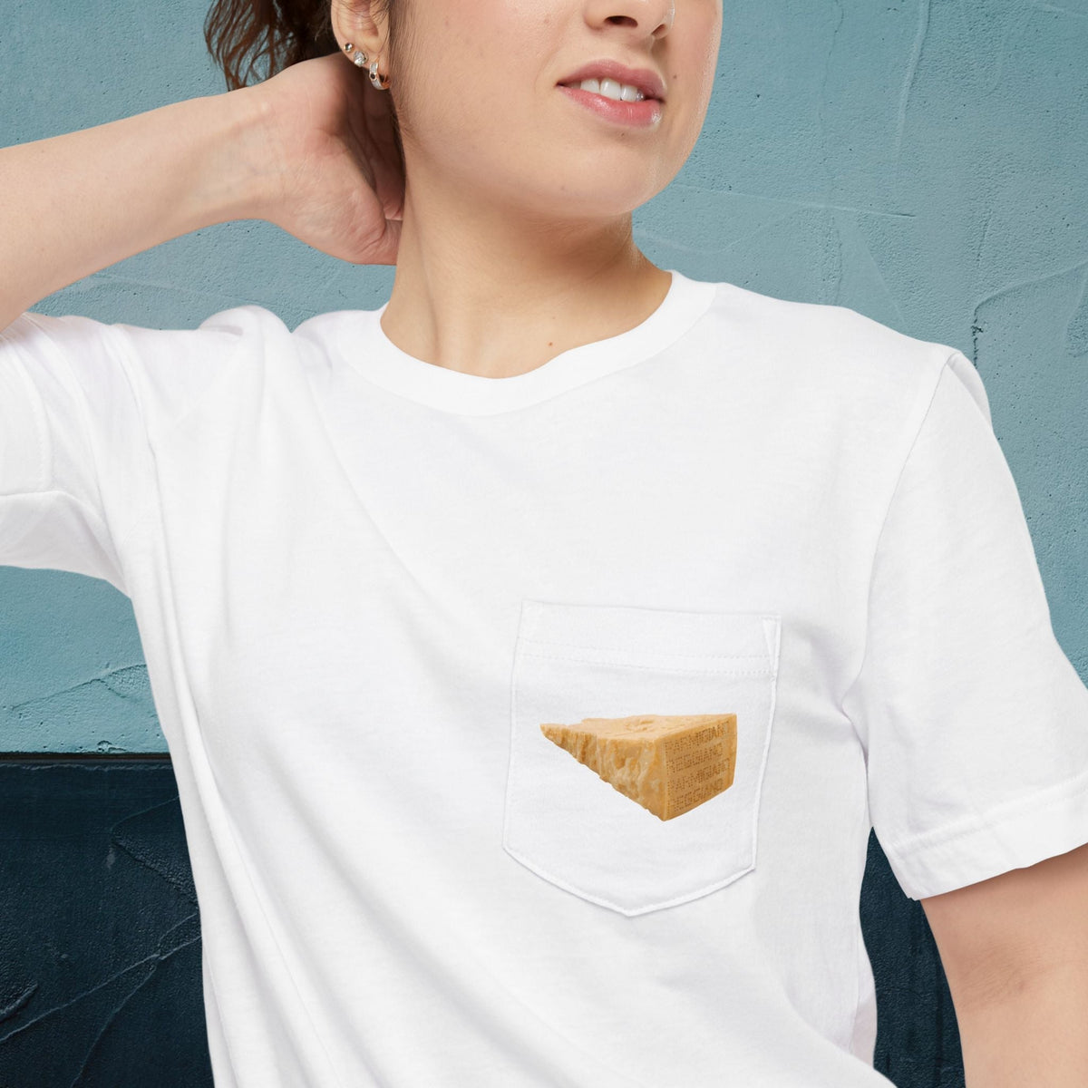 Parmigiano Reggiano Cheese Map - Pocket T-shirt-T-Shirt-gift ideas for foodies-Knife Shift