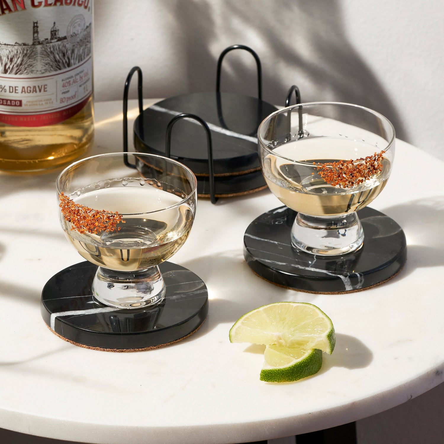 Marble Coaster Set in Black Set of 4 - Knife Shift