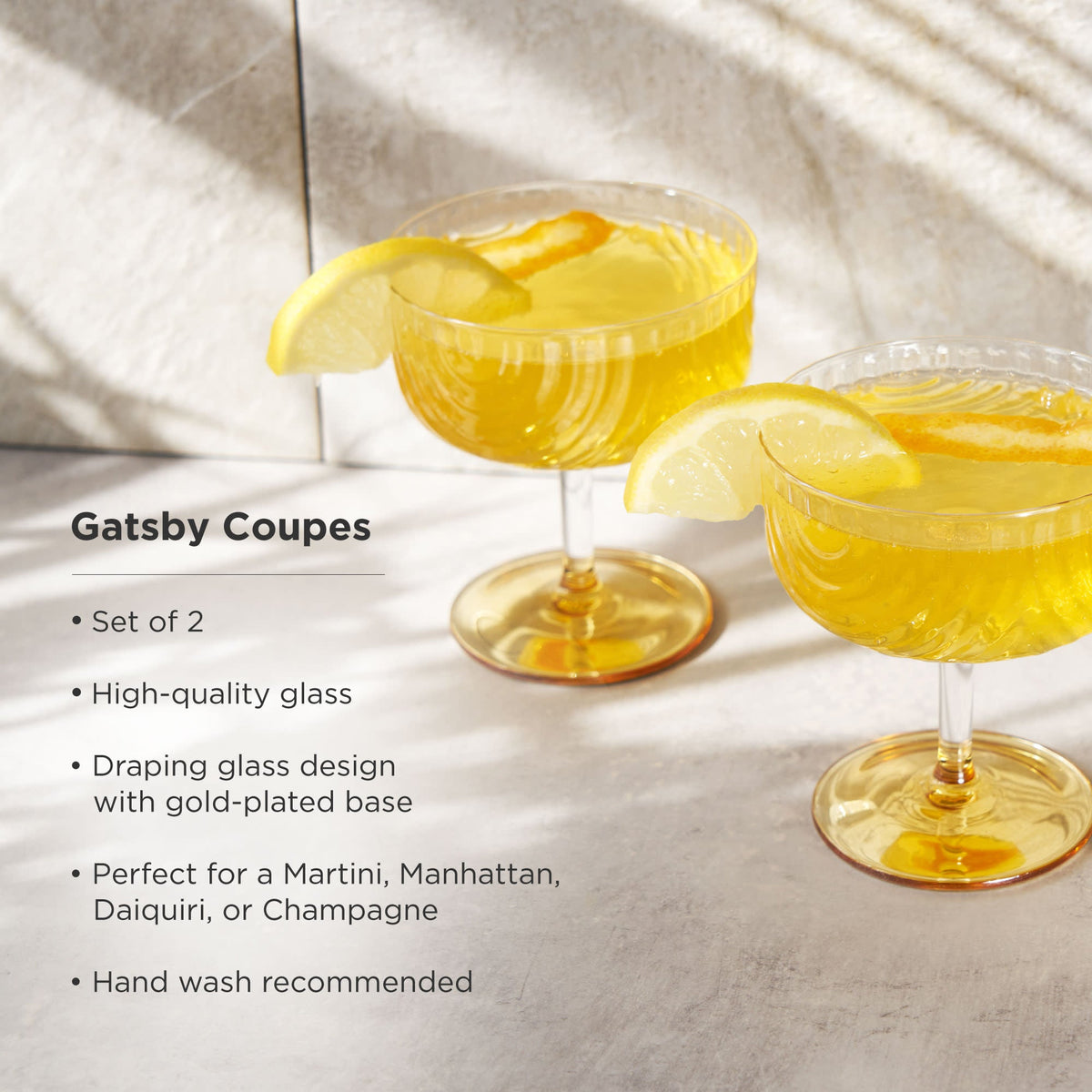 Gatsby Coupe Glasses Set of 2 - Knife Shift