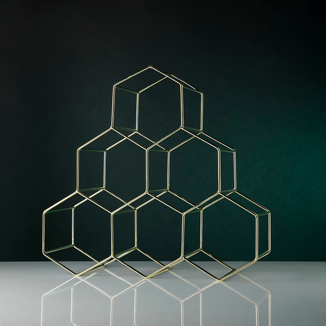 Geo Countertop Wine Rack in Gold - Knife Shift