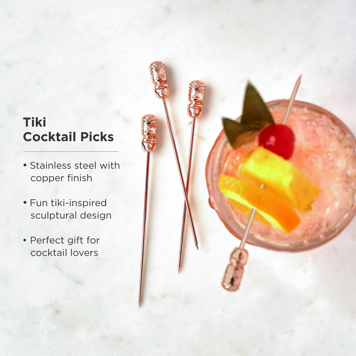 Pacific Tiki Cocktail Picks in Copper Set of 4 - Knife Shift