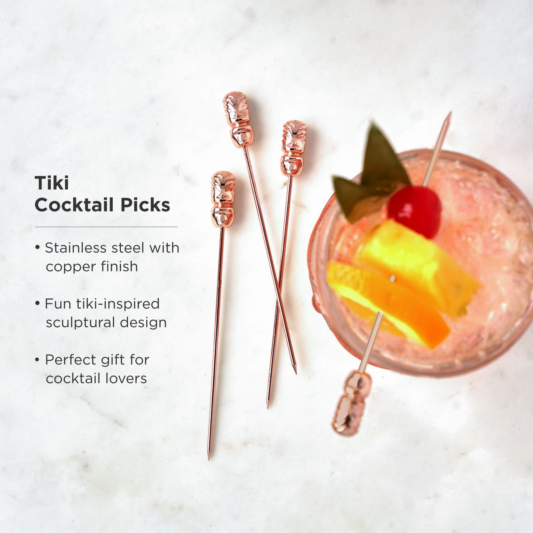 Pacific Tiki Cocktail Picks in Copper Set of 4 - Knife Shift