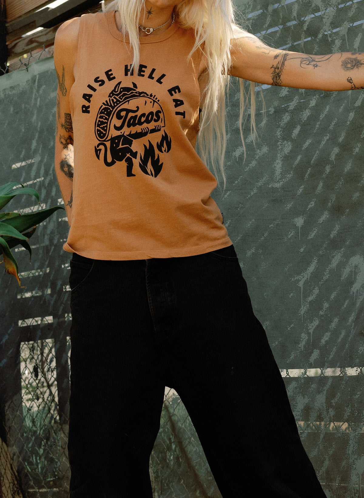 Raise Hell Eat Tacos Muscle Tee