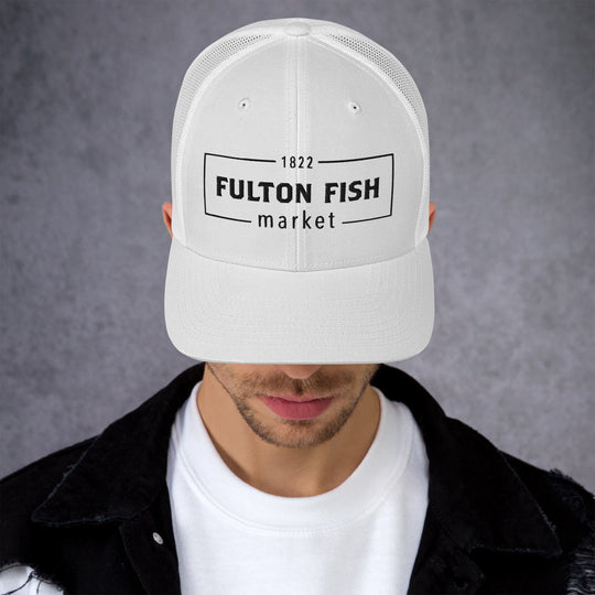 Fulton Fish Market Trucker Hat, White - Knife Shift