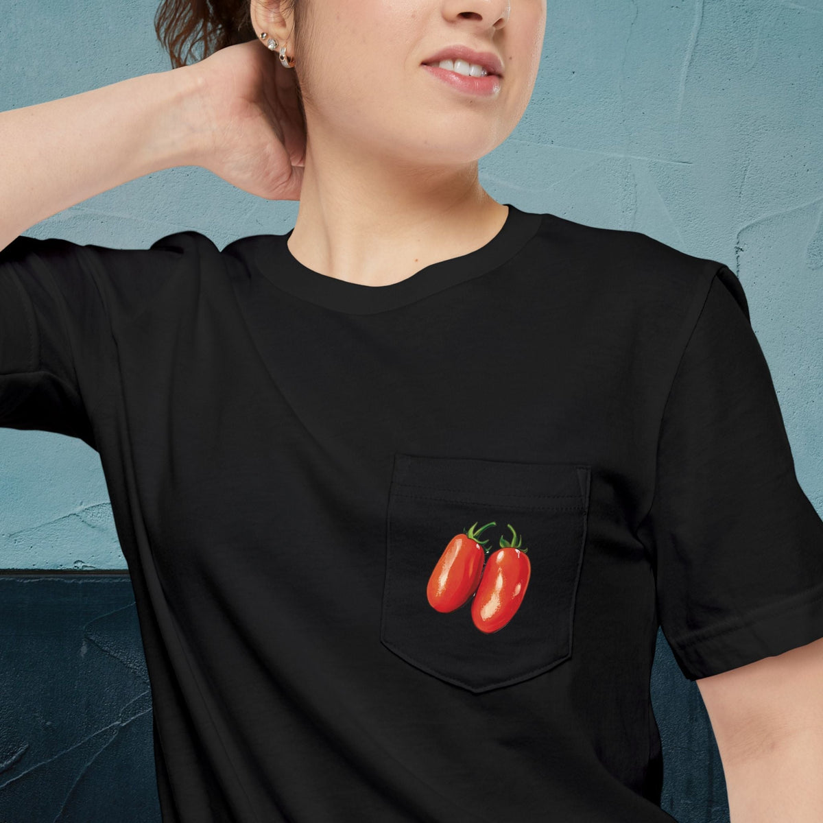 San Marzano Tomatoes Map - Pocket T-shirt-T-Shirt-gift ideas for foodies-Knife Shift