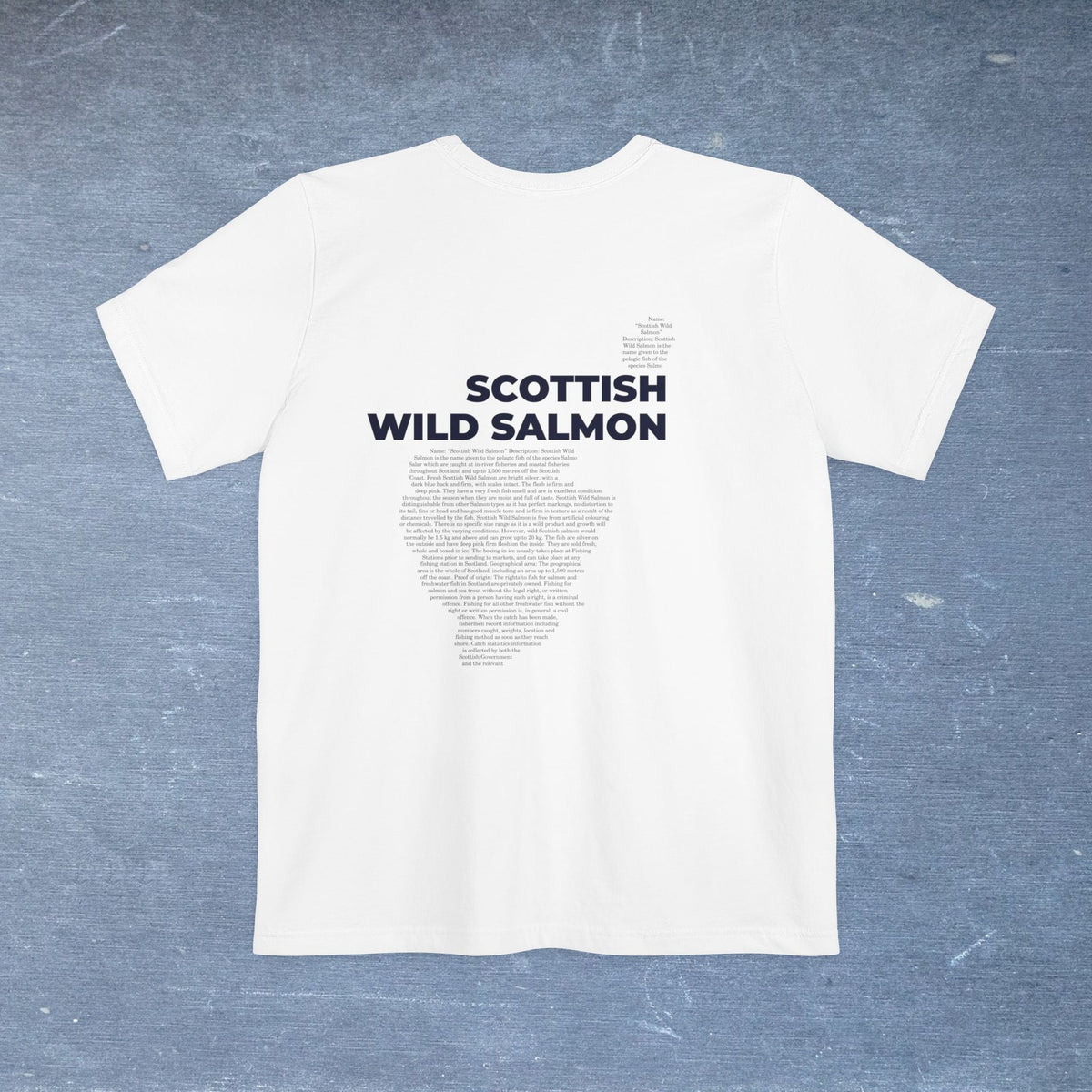 Scottish Wild Salmon Map - Pocket T-shirt-T-Shirt-gift ideas for foodies-Knife Shift