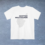 Scottish Wild Salmon Map - Pocket T-shirt-T-Shirt-gift ideas for foodies-Knife Shift