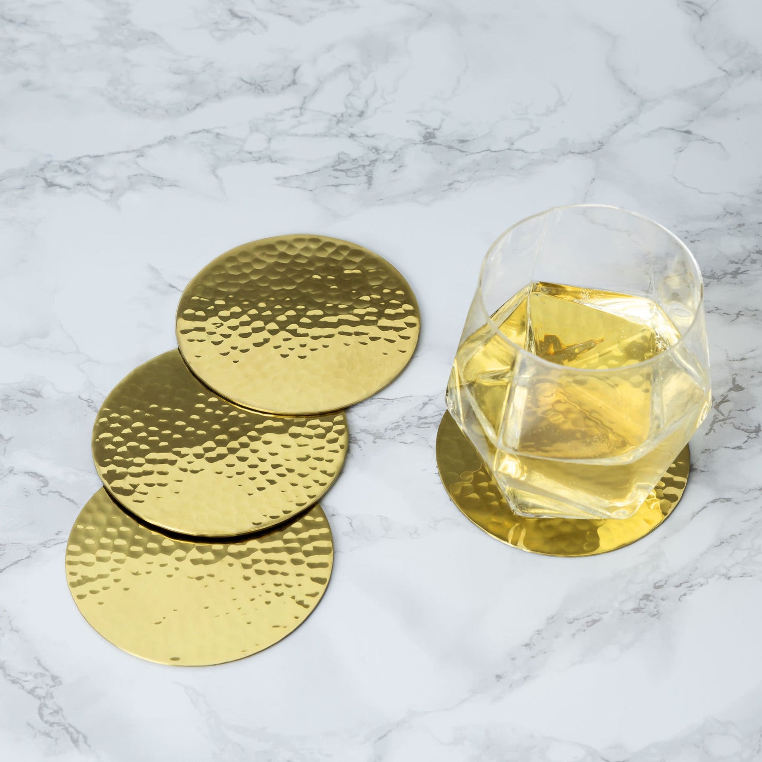 Hammered Brass Coasters Set of 4 - Knife Shift