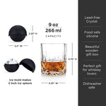 8-Piece Ice Sphere Mold and Crystal Rocks Glass Gift Set - Knife Shift
