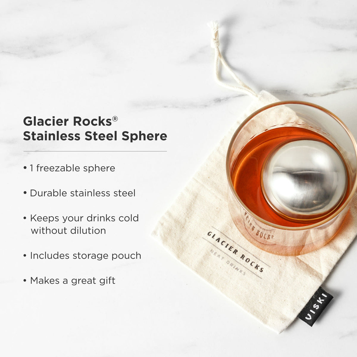 Glacier Rocks Large Stainless Steel Sphere - Knife Shift