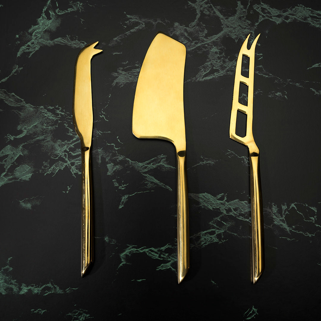 Cheese Knives in Gold Set of 3 - Knife Shift