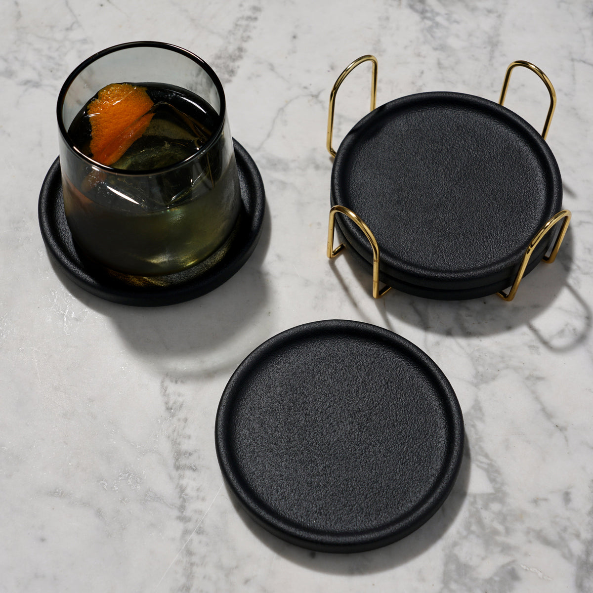 Earthenware Coasters with Stand Set of 4 - Knife Shift