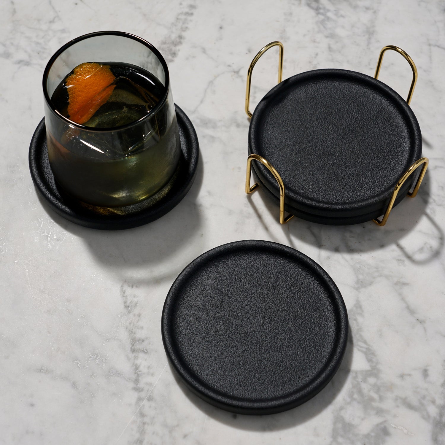 Earthenware Coasters with Stand Set of 4 - Knife Shift