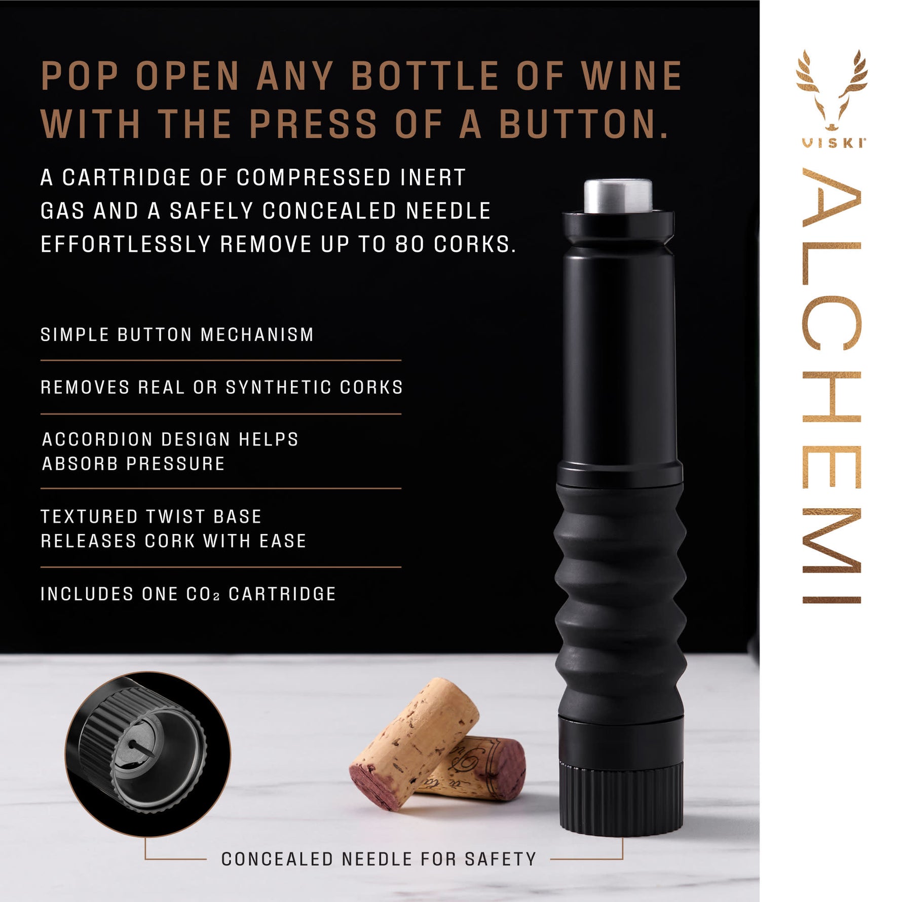Alchemi CO2 Cork Remover - Knife Shift