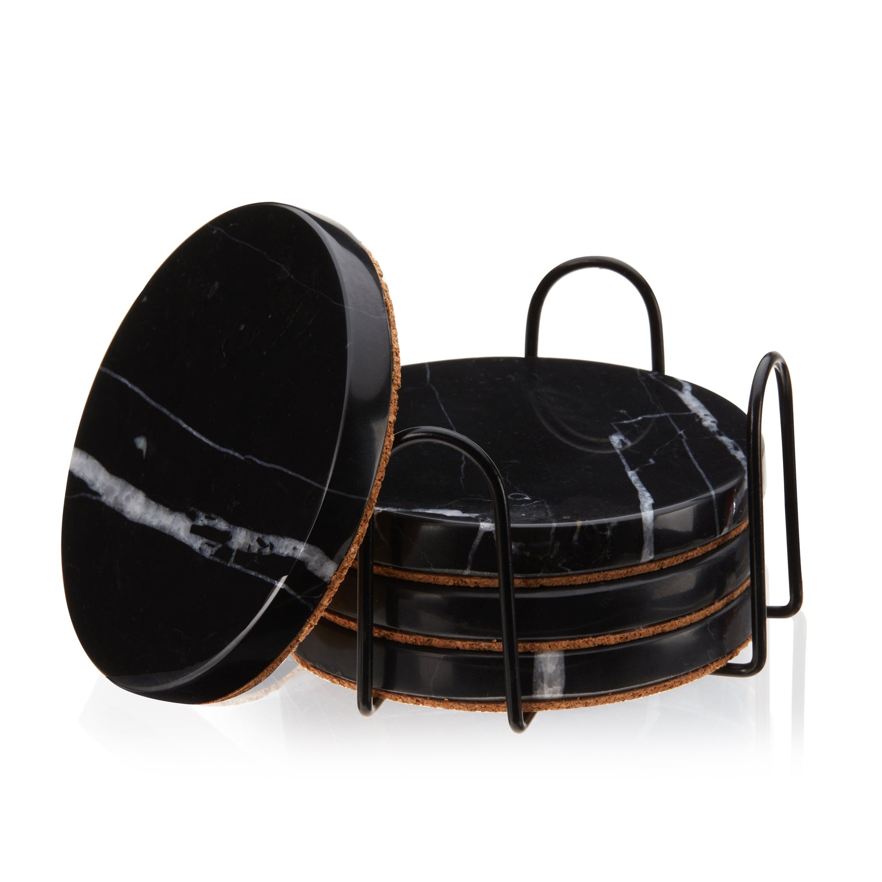 Marble Coaster Set in Black Set of 4 - Knife Shift