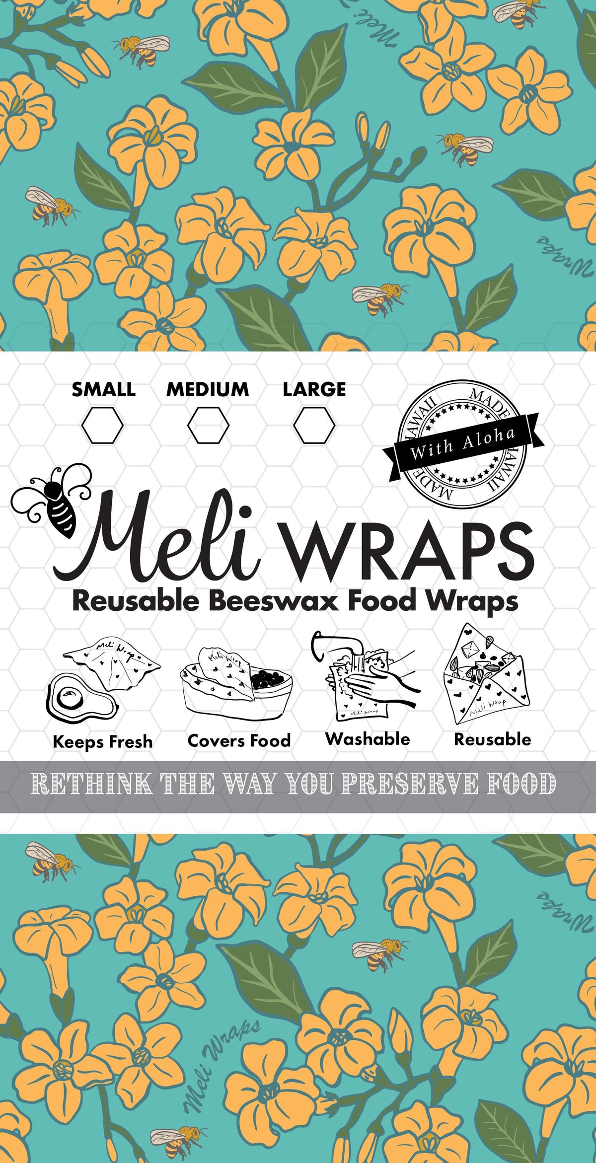 Beeswax Food Wrap - Puakenikeni Print - Knife Shift