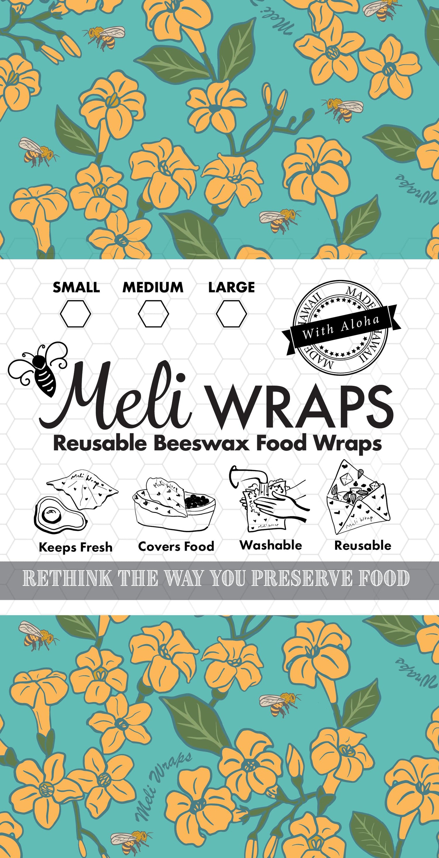 Beeswax Food Wrap - Puakenikeni Print - Knife Shift