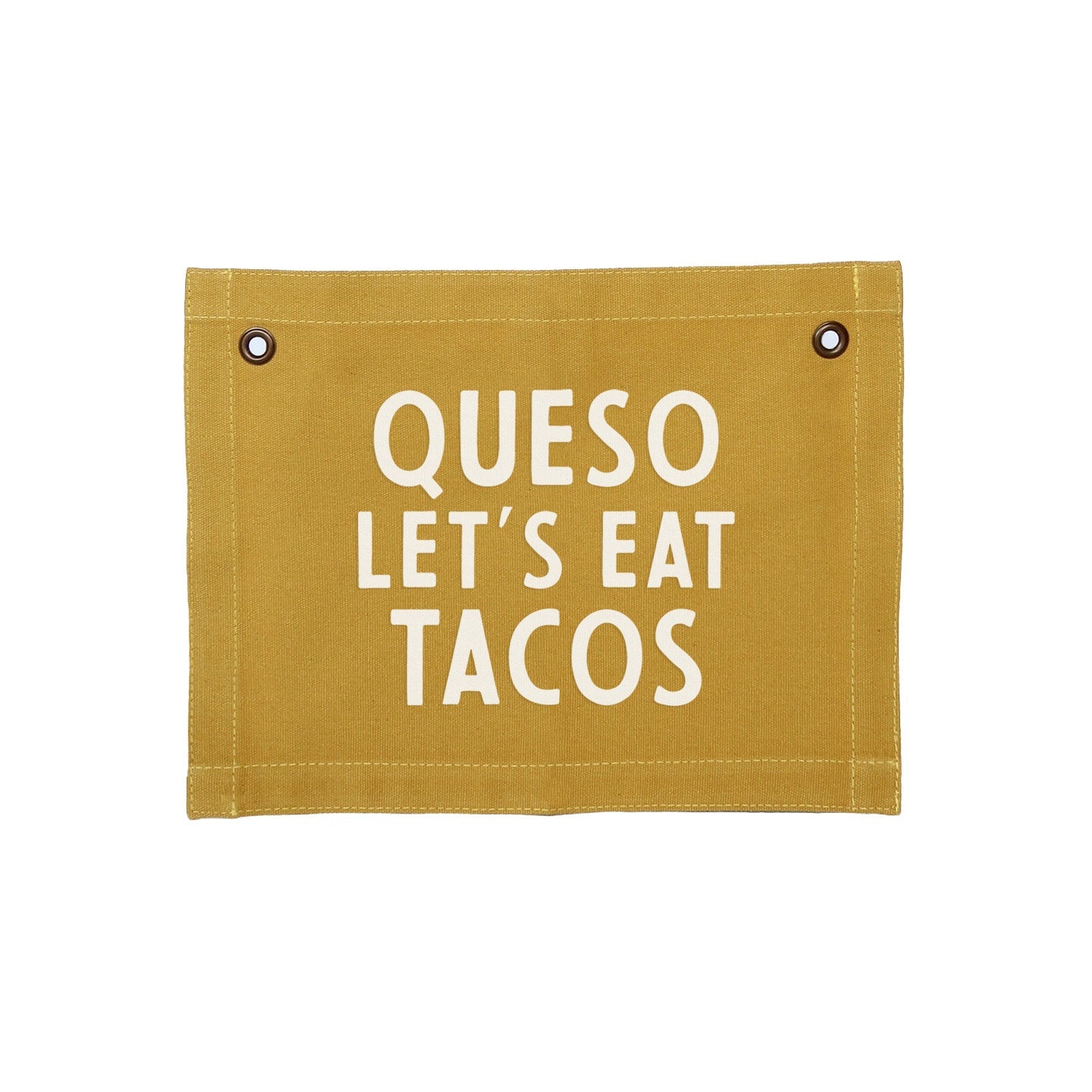 Queso Let's Eat Tacos Small Canvas Flag - Knife Shift
