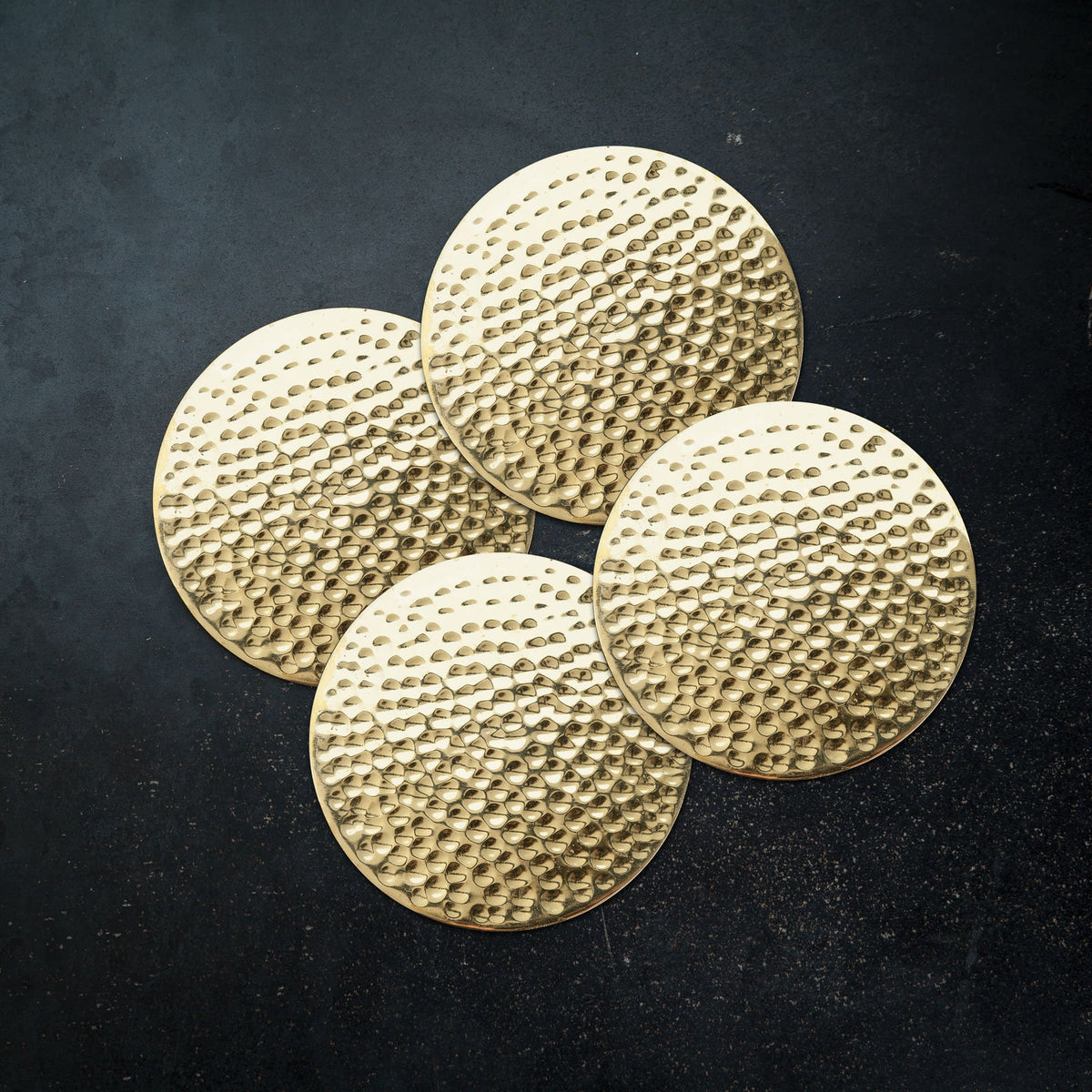 Hammered Brass Coasters Set of 4 - Knife Shift