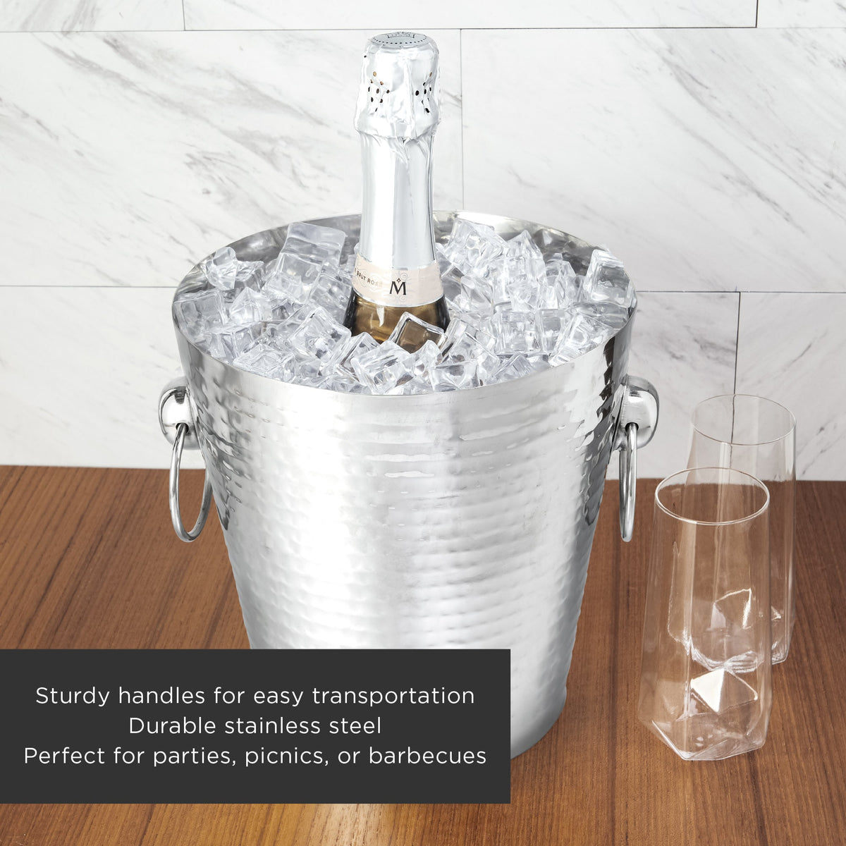 Irving Stainless Steel Hammered Ice Bucket - Knife Shift