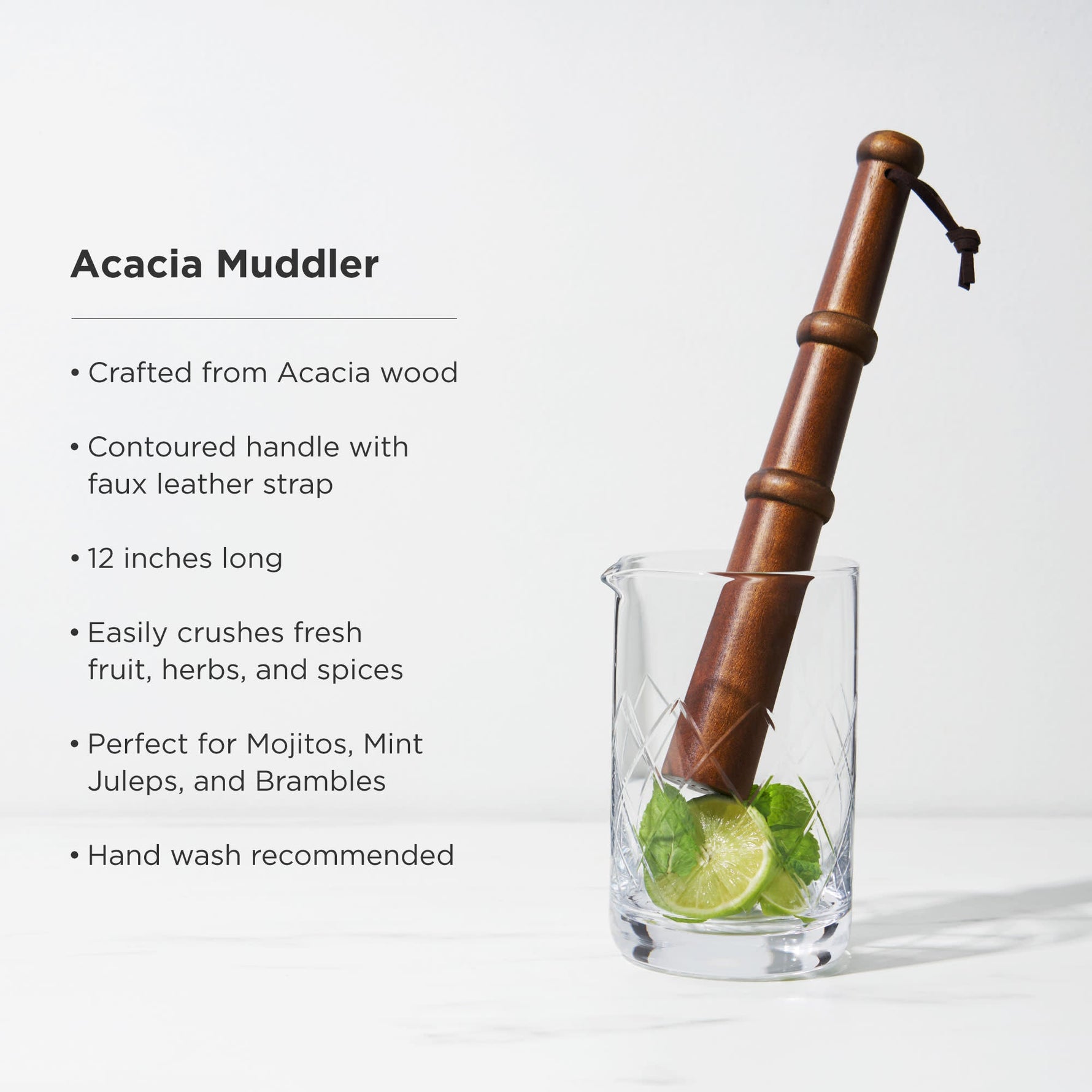 Professional 12" Acacia Wood Muddler - Knife Shift