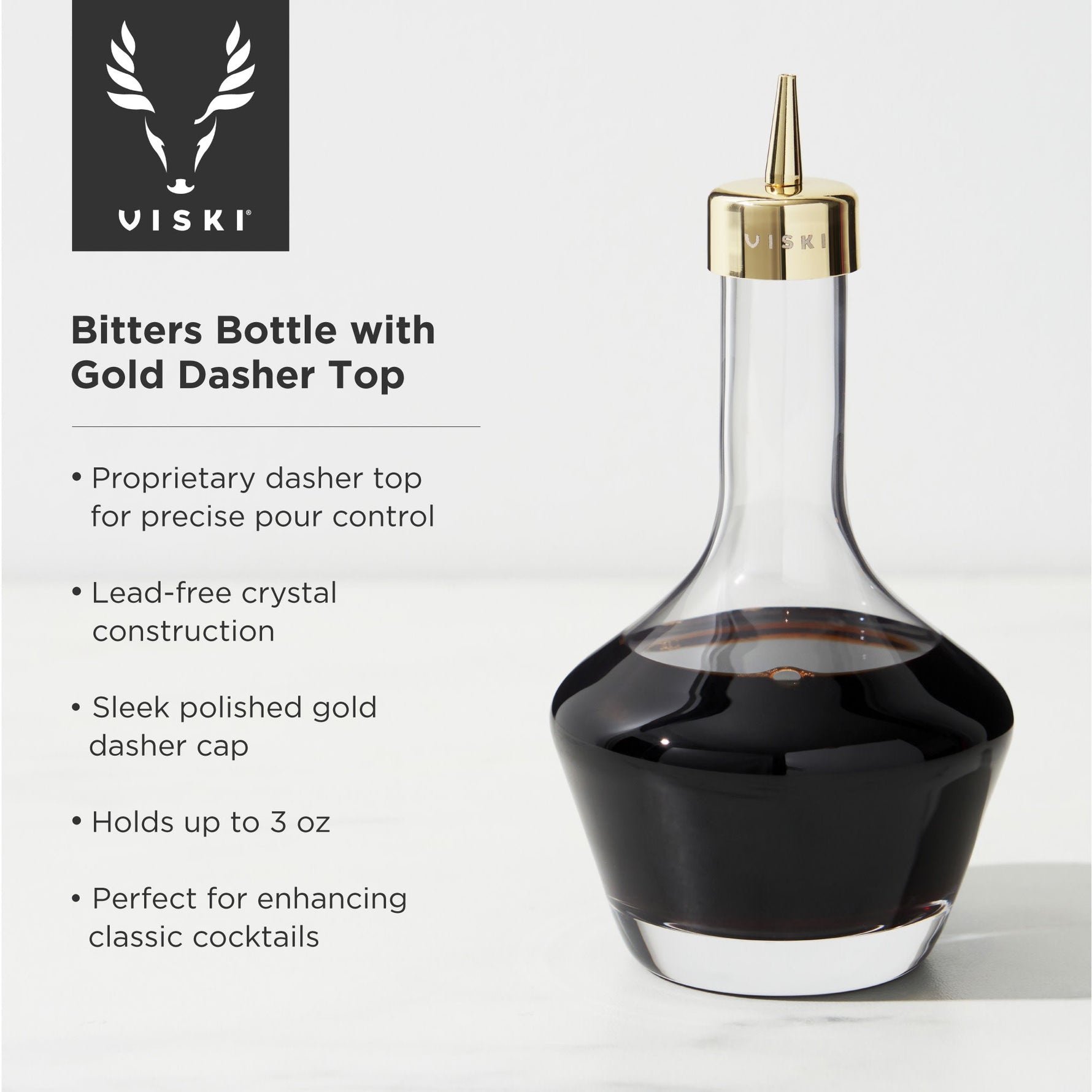 Belmont Bitters Bottle with Dasher Top in Gold - Knife Shift